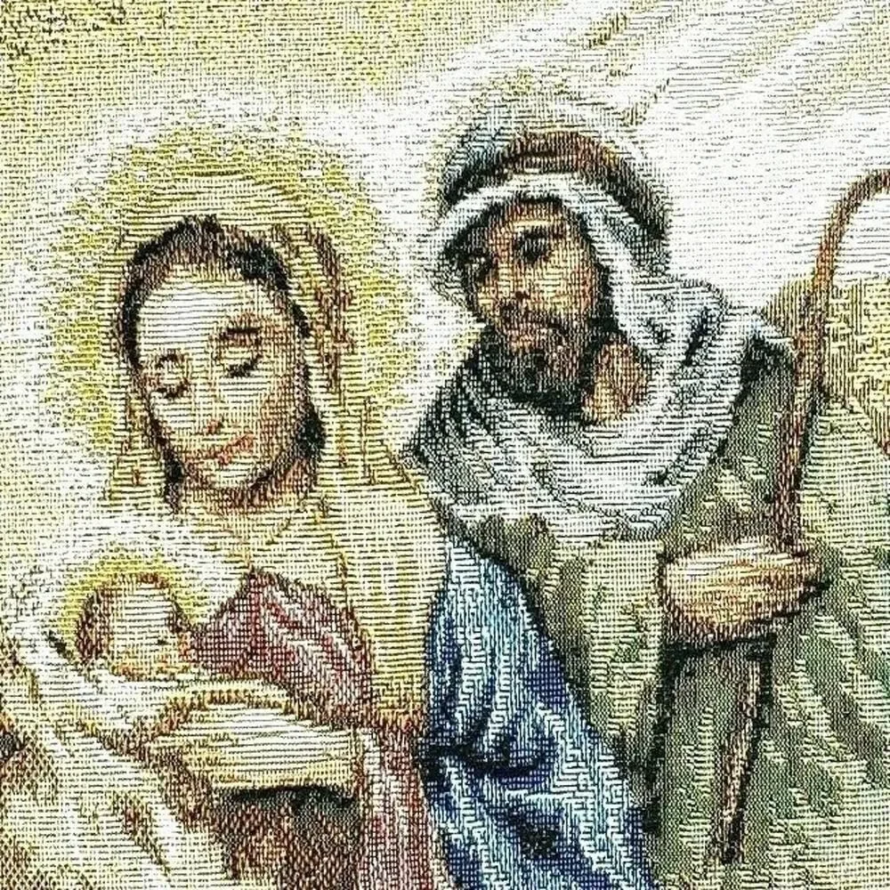 Tapestry Throw PILLOW w. Mary, Joseph‎ & Baby Jesus